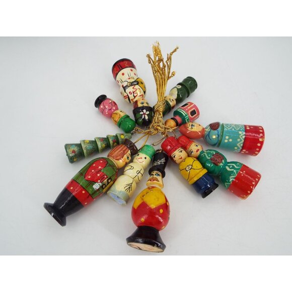 Original Russian Handcrafted Wood 10" Nesting Doll with 11 Ornaments - Picture 5 of 16